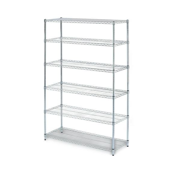 Alera NSF Certified 6-Shelf Wire Shelving Kit, 48w x 18d x 72h, Silver
