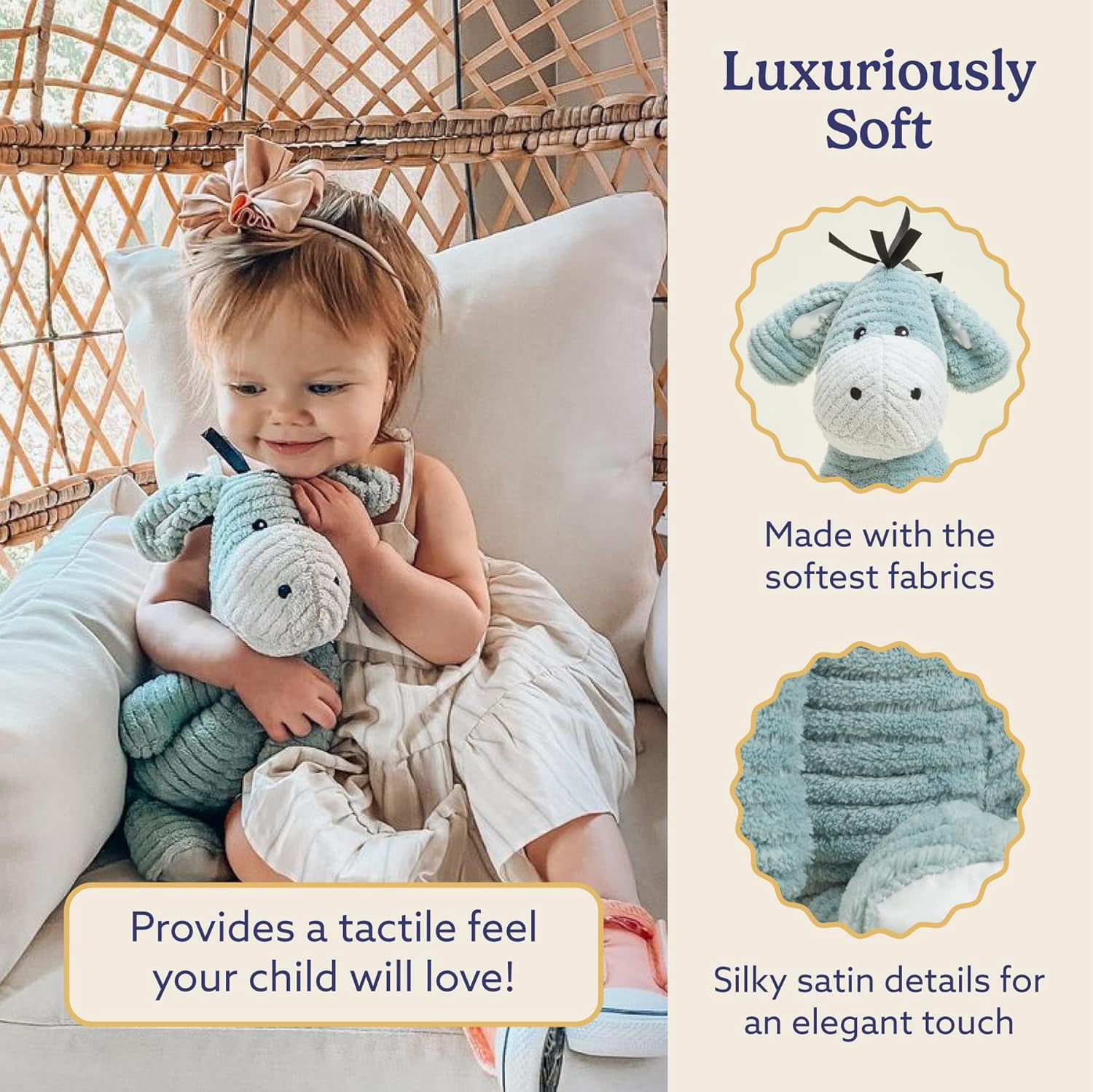 warmies 13” Donkey Stuffed Animal, Microwavable Heated Plushies and Weighted Soft Plush Toys