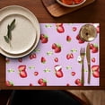 thumbnail image 4 of Strawberry Plants Fruit Cat Flower Summer Placemats Table Placemats Set Of 6-Linen Kitchen Washable Placemats Table Mats 11.8"x17.7" Non-Slip Heat Resistant, 4 of 5