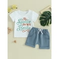 thumbnail image 2 of Suealasg 2Pcs Toddler Girls Summer Clothes 6M 1T 2T 3T Kids Baby Girls Casual Beach Outfits Short Sleeve Letter Print Tops Shorts Sets, 2 of 9