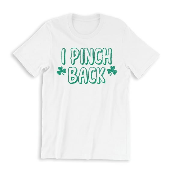 I Pinch Back Women's White T-Shirt Green Clover Stars Design St. Patrick's Day Funny Holiday Shirt