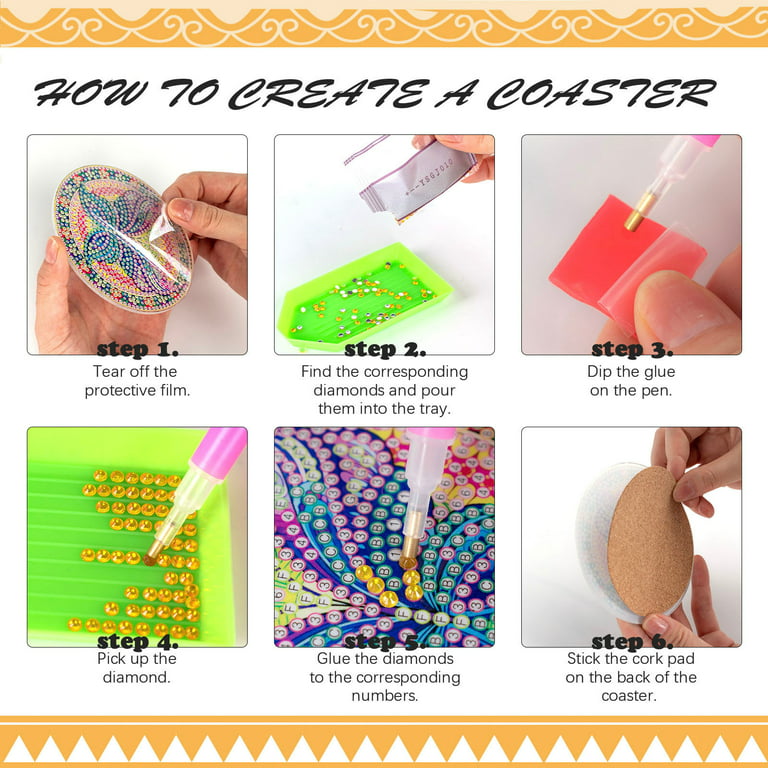 Gem Diamond Painting Kit for Kids, 24 Pieces DIY Diamond Painting Stickers,  4 Suncatchers and DIY Painting Tools to Create Your Own Diamond Stickers