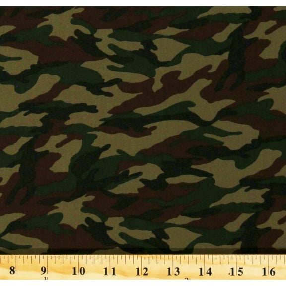 Cotton Camouflauge Military Hunting Fishing Green Brown Cotton Fabric Print by the Yard (SB-88302D3-1-CAMOUFLAGUE)