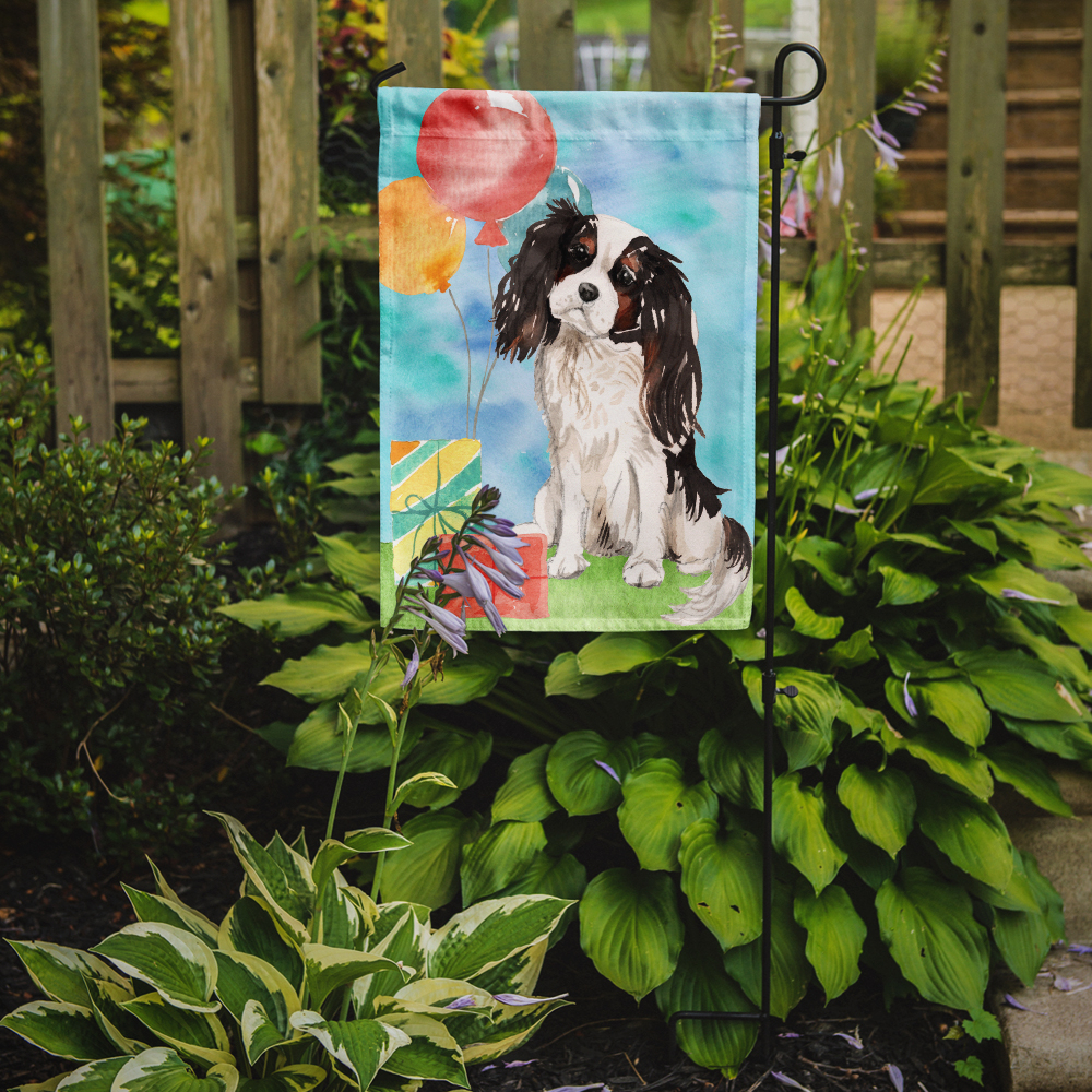 Happy Birthday Tricolor Cavalier Spaniel Garden Flag