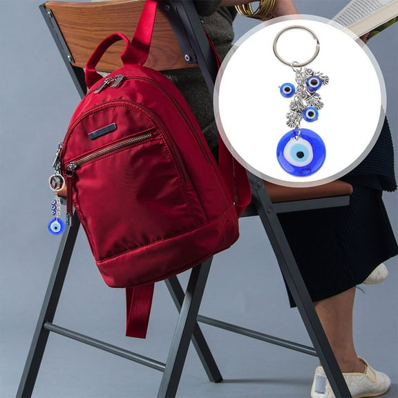 2 Pcs Turkish Blue Evil Eye Keychain Charms Owl Keychain With Keyring Hanging Ornament Jewelry Accessories Amulet For Good Luck