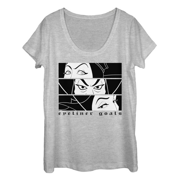 Women's Disney Princesses Wicked Eyeliner Goals  Scoop Neck Athletic Heather Medium