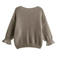 thumbnail image 5 of Fall Cardigans Women Fashion Three Quarter Sleeve Tie Front Sweater Round Neck Loose Bow Knitted Sweater Top Light Weight Cardigan, 5 of 5