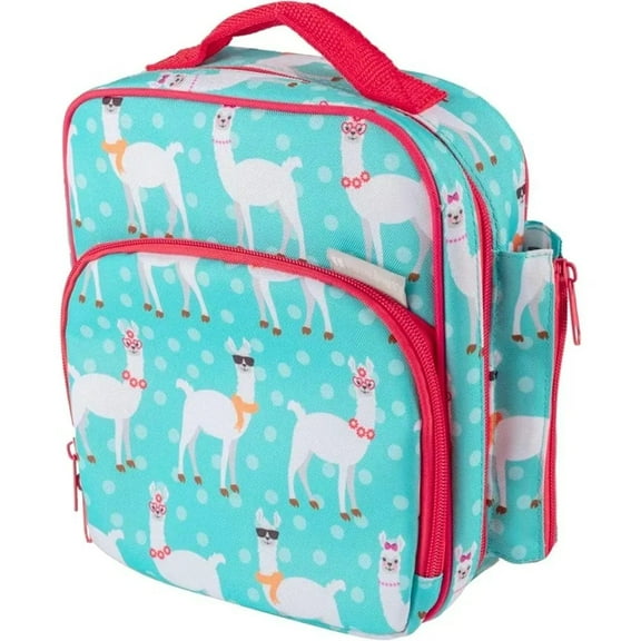 Bentology Insulated Lunch Box w Snack Pocket & Water Bottle Holder-Girls or Kids Llama School Lunchbox Tote Keeps Food Hotter or Colder Longer- Reusable Bag Fits Most Bento Boxes, Ice Packs