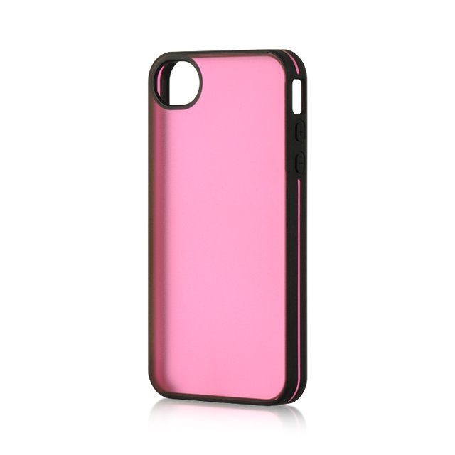 FOR IPHONE? 4S / IPHONE? 4 COMPATIBLE FOGGY CASE HOT PINK TINTED + BLACK TRIM