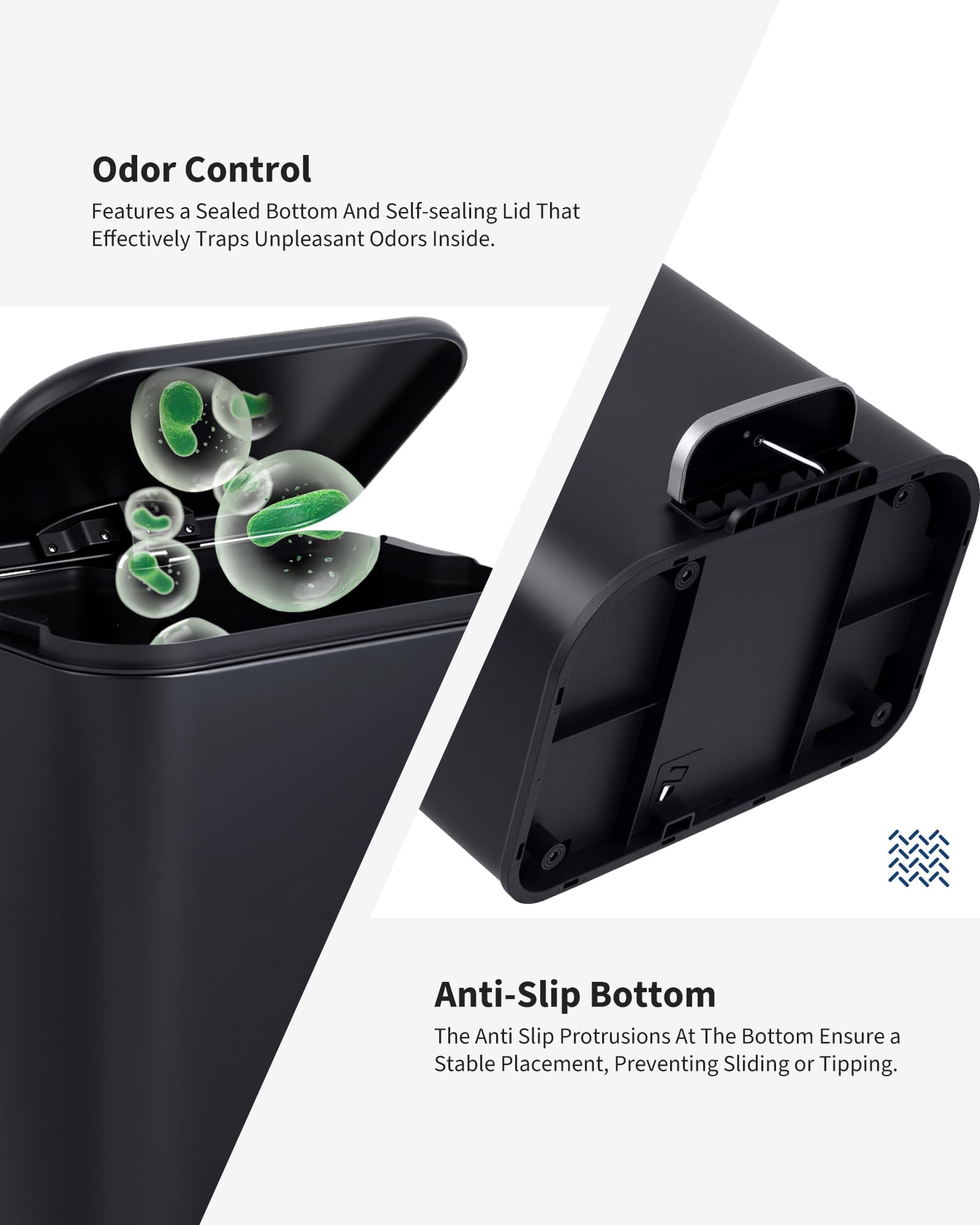 5.2 Gallon Trash Can with Lid, 20L Fingerprint Proof Stainless Steel Kitchen Trash Can with Removable Inner Bucket and Lid Soft Close, Pedal Rubbish Binfor Home, Kitchen, Office（Black）