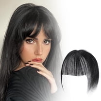 WEIWEIGG 3D Hand-Woven Clip In Fringe, Human Hair Extension for Women, Brown Black, Real Hair Bangs, Easy to Wear Natural Look