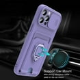 thumbnail image 4 of Designed for iPhone 13 Case with Camera Cover & Kickstand, Slide Lens Protection + Magnetic Ring Stand, Crossbody Strap,6.1 Inch,Purple, 4 of 6