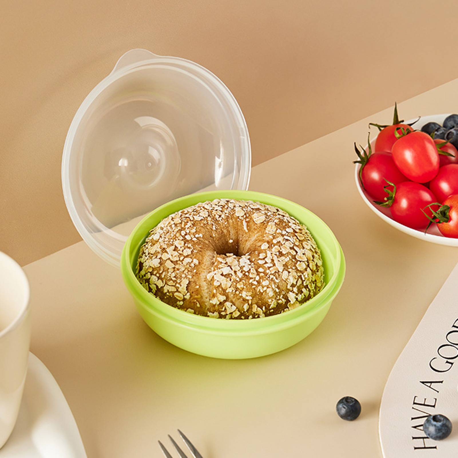 YUNx Bagel Container with Transparent Lid Strong Sealing Microwave