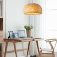 thumbnail image 2 of Rustic Pendant Light Natural Bamboo Chandelier Fixture Weaving Light Fixtures Ceiling Mount Lamp Standard E26 Lamp Holder Fit for Vaulted or Sloping Ceilings, 2 of 15