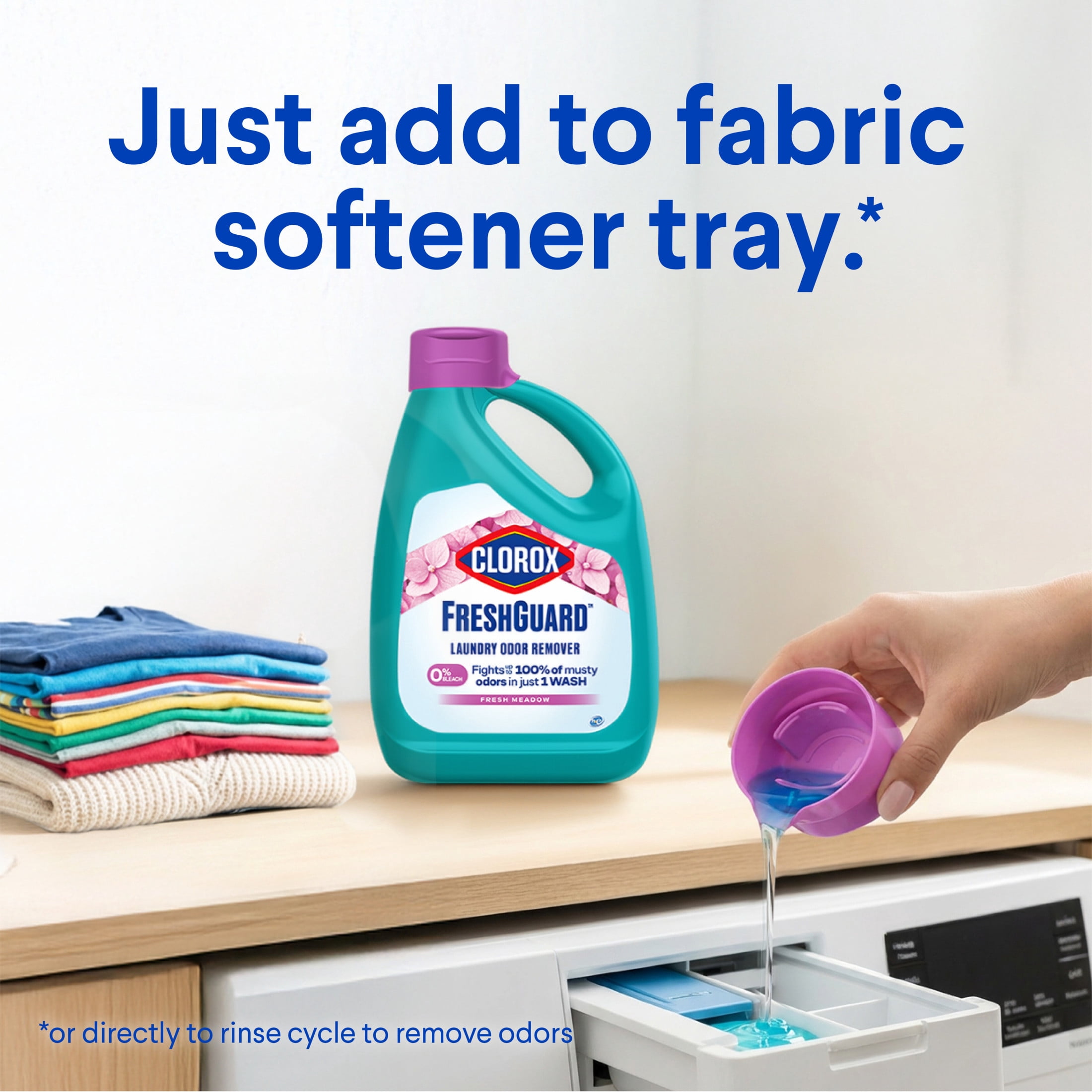 Clorox FreshGuard Laundry Odor Remover, 0% Bleach, Color Safe, Fresh Meadow, 42 fl oz