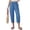 8# Blue, variant on Capri Pants for Women Linen Barrel Petite Pants High Waisted Pull On Elastic Waist Casual Summer Capris Beach Vacation Trouser Khaki S