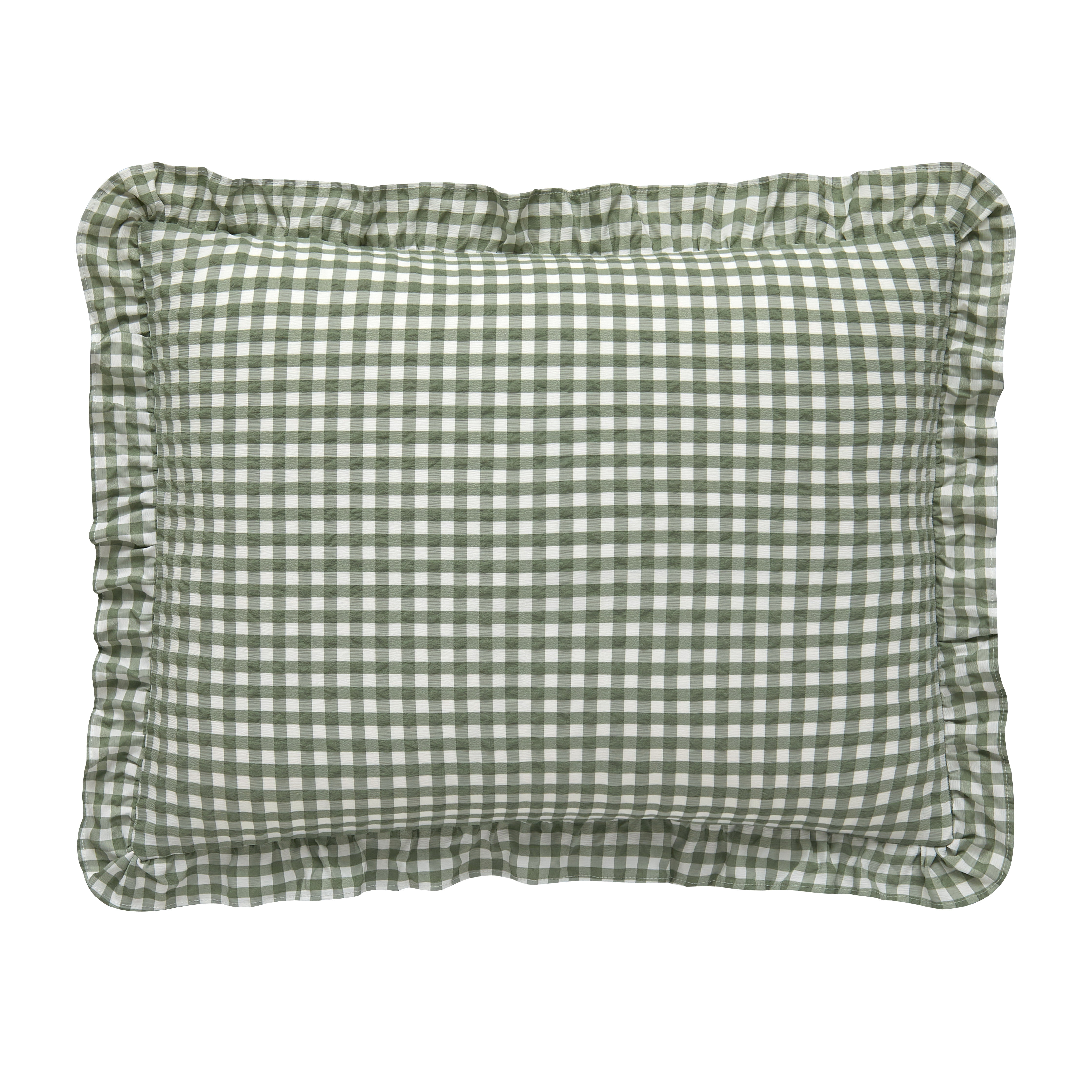 Mason & Craft 3 Piece Green Gingham Seersucker Comforter Set, King