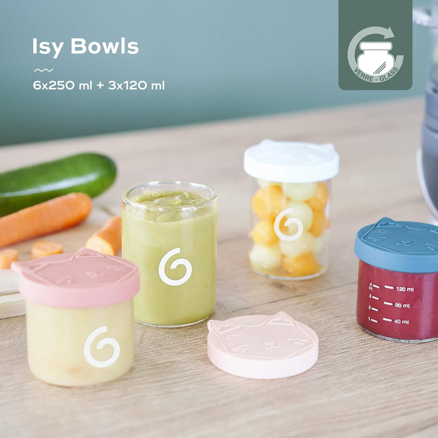 Babymoov BPA-Free Borosilicate Glass Storage Containers, 9 Count (6 x 8.5oz + 3 x 4oz)