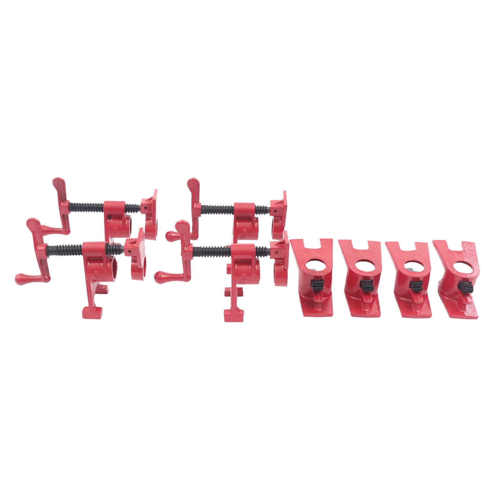 (4 Pack) 3/4" Heavy Duty Wood Gluing Pipe Clamp Set PRO Woodworking Cast Iron for Use in Lumber Stores, Manufacturing Plants