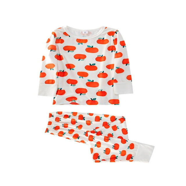 Pyjamas de Famille Assortis à la Mode d'Halloween avec des Boutons d'Impression de Fruits de Bande Dessinée