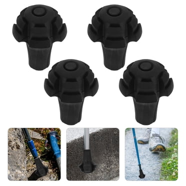 GOOHOCHY 4Pcs Black Rubber Trekking Pole Tips Replacement Kit Durable Non Slip Protective Walking Stick Accessories