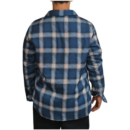 Jingwangyhbd Men S Flannel Shirts Sherpa Lined Plaid Jacket Long Sleeve Fleece Shacket Button Down Casual Shirt With Pockets Flannel Jacket For Men Men S Plaid Flannel Shirts