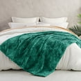 thumbnail image 5 of Exclusivo Mezcla Queen Size Soft Fleece Blanket, 90"x90" Stylish Jacquard Velvet Blanket for Bed, Cozy Soft Lightweight for All Season, Tie-dye Teal, 5 of 9