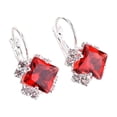 thumbnail image 1 of Pendientes cuadrados Jumpingount de circonio rojo para mujer, 1 of 1