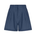 thumbnail image 6 of Hilenly Womens Pleated Front Cotton Shorts High Waist Wide Leg Shorts Dressy Work Shorts with Pockets, 6 of 9