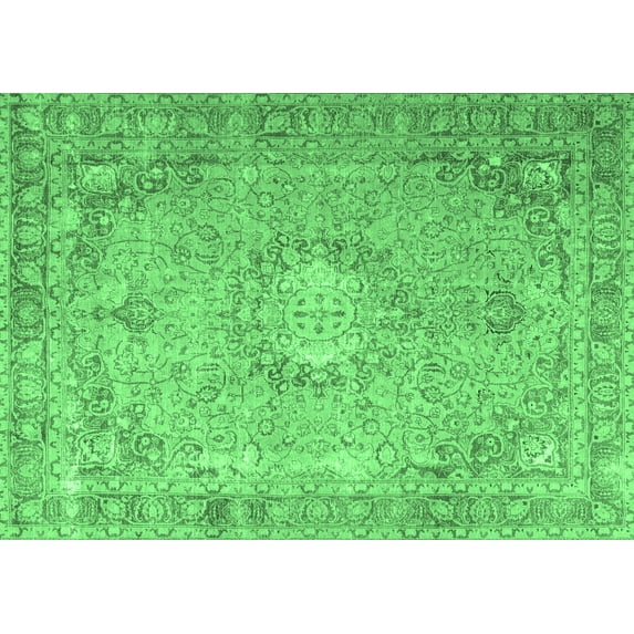 Ahgly Company Indoor Rectangle Persian Emerald Green Traditional Area Rugs, 2' x 3'