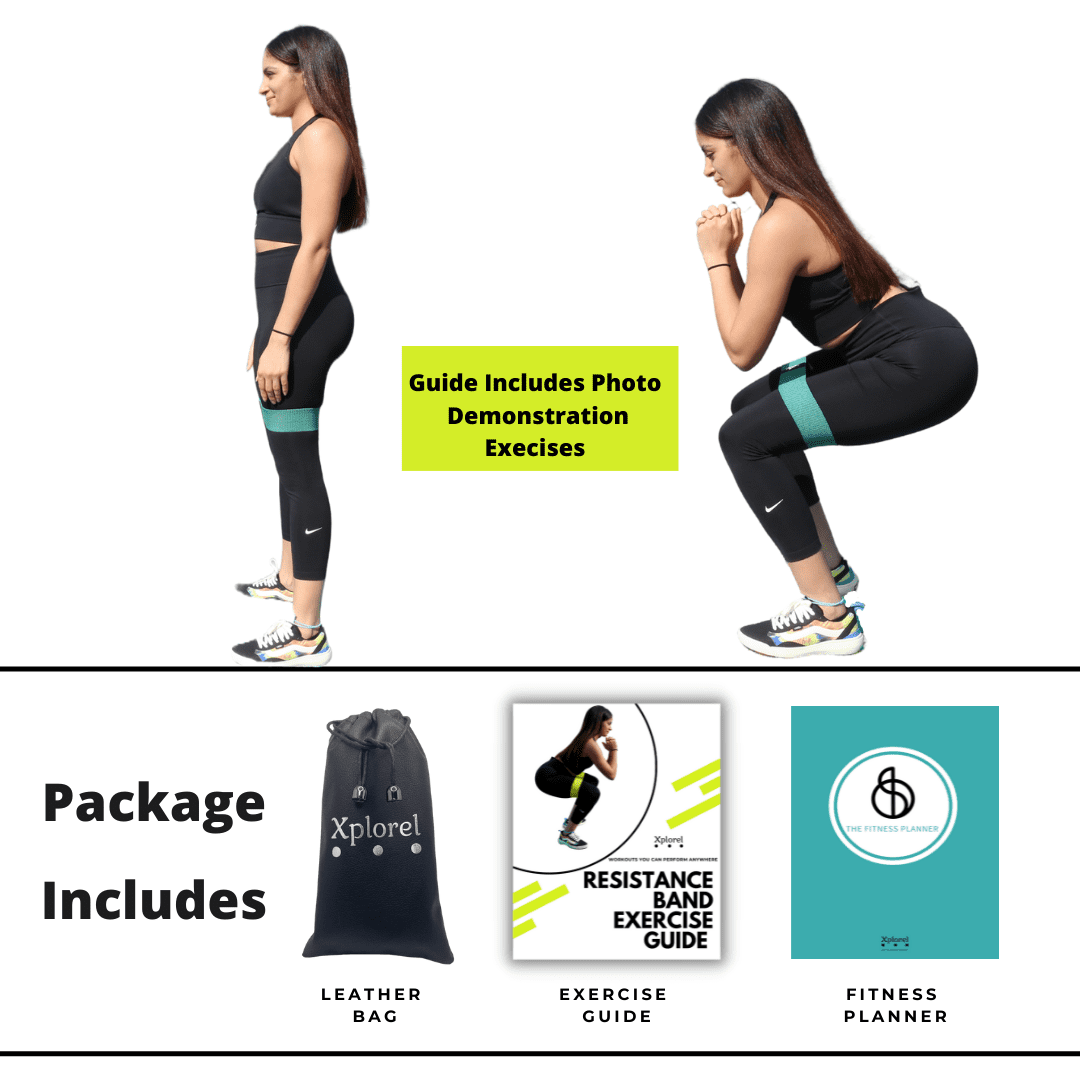 Xplorel Resistance Bands w/ Carry Bag, Exercise Bag, & Fitness Planner, 5 Pack