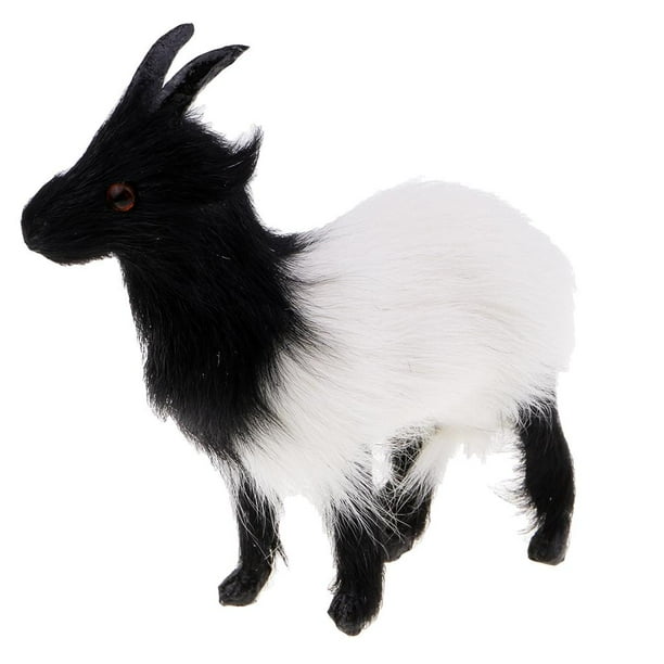 Mini oveja de peluche de simulación, figura de peluche, juguetes de peluche, juguete de peluche decorativo Blanco negro