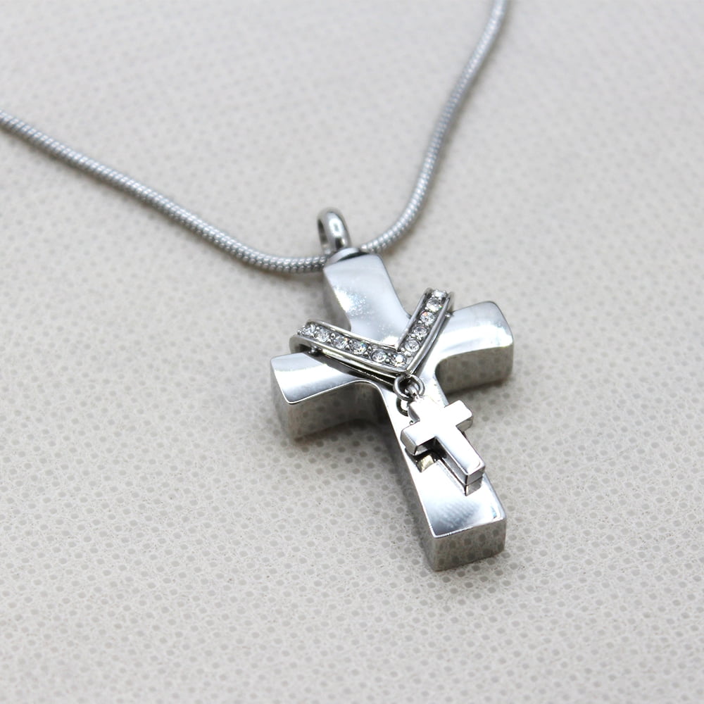 Premium Collet Cross Ashes Container Portable Cremation Jewelry Memorial Necklace Cremation Urn Neckalce for Ashes