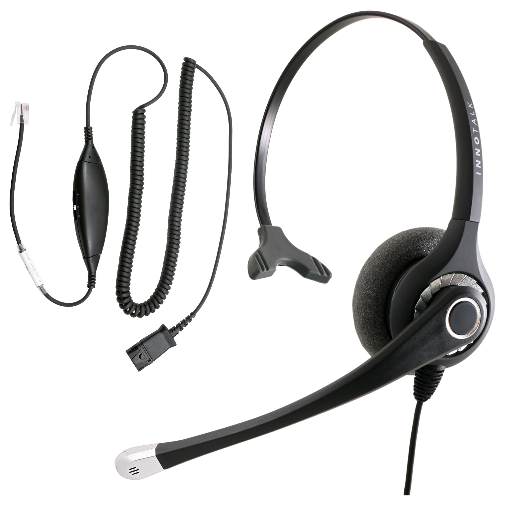 Office Phone Headset with Virtual Compatibility RJ9 Headset Adapter for Cisco Avaya Panasonic and Most Phones