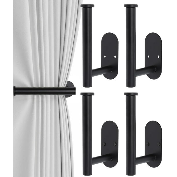 Soportes para cortinas Hoousuper 304 de acero inoxidable negro, 4 unidades