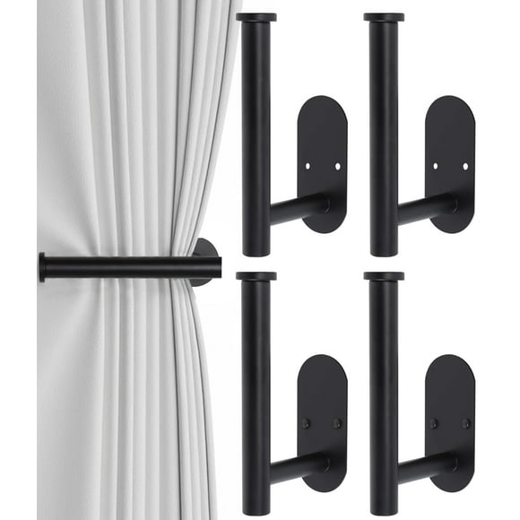 Soportes para cortinas Hoousuper 304 de acero inoxidable negro, 4 unidades