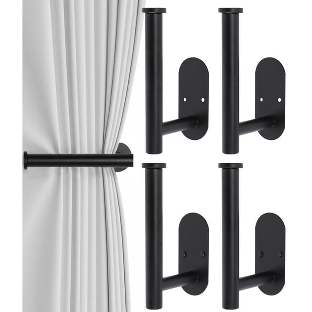 Soportes para cortinas Hoousuper 304 de acero inoxidable negro, 4 unidades