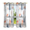 thumbnail image 6 of Yayeee Window Curtains Light Filtering 63"x52" Grommet Panel Pair Home Living Room Decor, Gray Cartoon Houses, 6 of 7