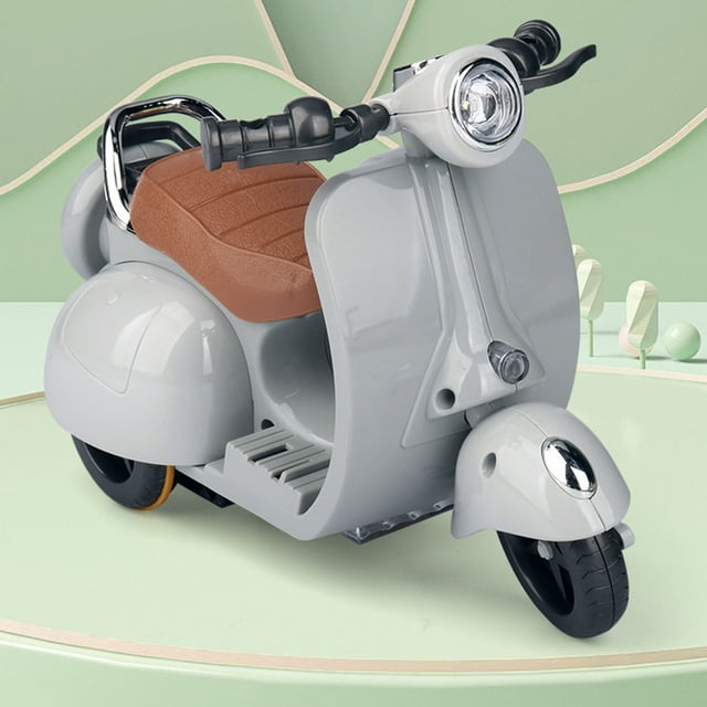 Electric Rotating Scooter Toy with LED Lights & Music, Interactive Collectible Desktop Decor for Kids & Adults, Durable ABS Material Stunt Motorcycle Gift for Birthday