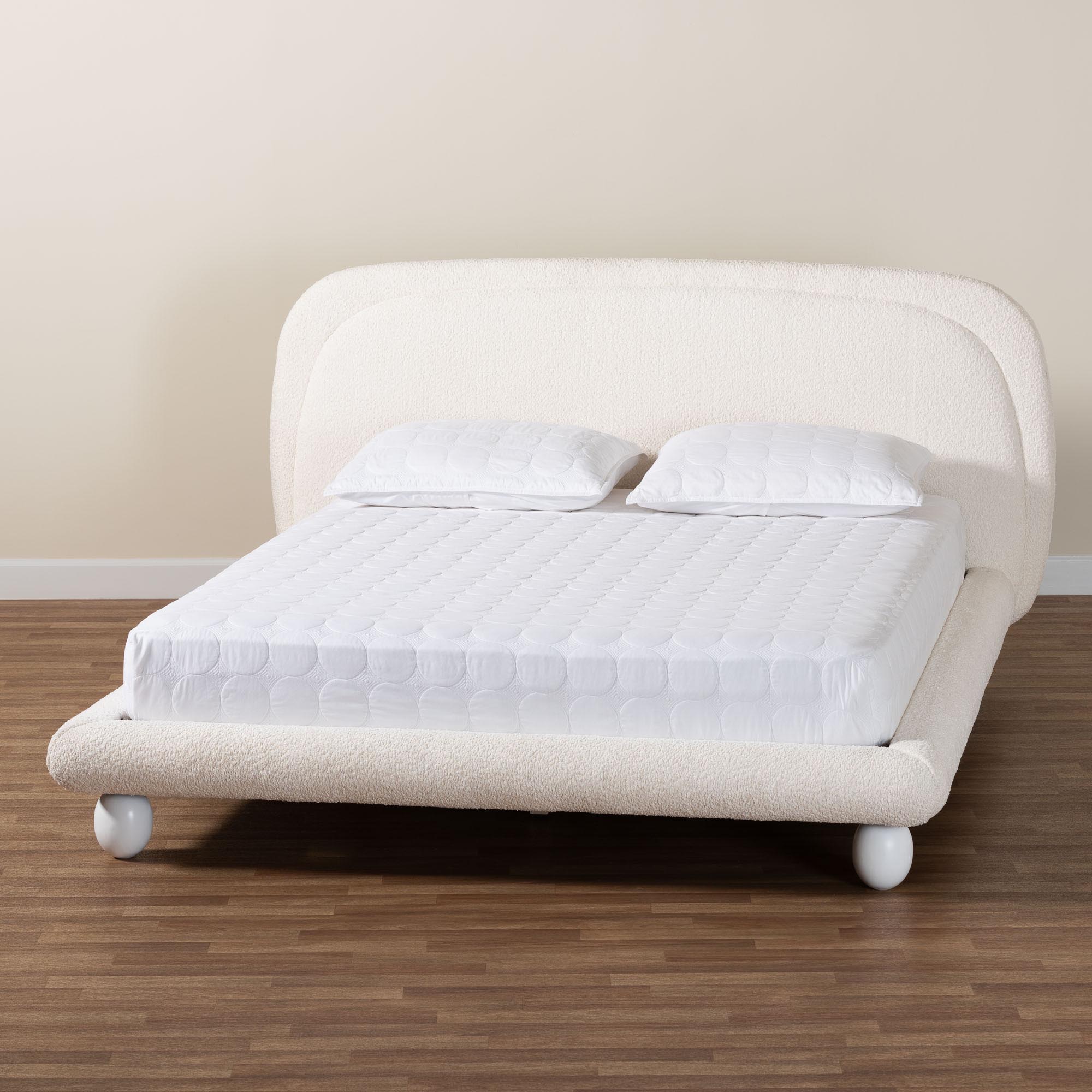Baxton Studio Eladio Modern Luxe Platform Bed, Queen, White