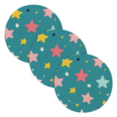 

3 Place Mat Pan Bowl Mat Teacup Mat 15x15x24 Inch Tray Mat Kitchen Pot Mat Hot Pot Mat Teapot Mat Table Protective Mat Cartoon Cute Colorful Stars