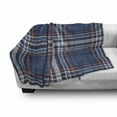 thumbnail image 3 of Checkered Soft Flannel Fleece Throw Blanket, Abstract Striped Design Scottish Culture Inspired Celtic Fashion, Cozy Plush for Indoor and Outdoor Use, 50" x 60", Night Blue Cinnamon, by Ambesonne, 3 of 6