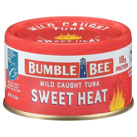 Bumble Bee Sweet Heat Light Tuna, Wild Caught, Gluten Free, 18g Protein per Serving, Ready to Eat, No Draining, Shelf Stable Pull Tab Can, 3oz