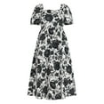 thumbnail image 3 of Time and Tru Women's and Women's Plus Cotton Back Tie Midi Dress with Short Puff Sleeves, Sizes XS-4X, 3 of 5