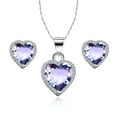 thumbnail image 3 of PJ Jewelry Heart Blue Amethyst Necklace, 2 ct, 18k White Gold-Plated, 18 inch, 3 of 5