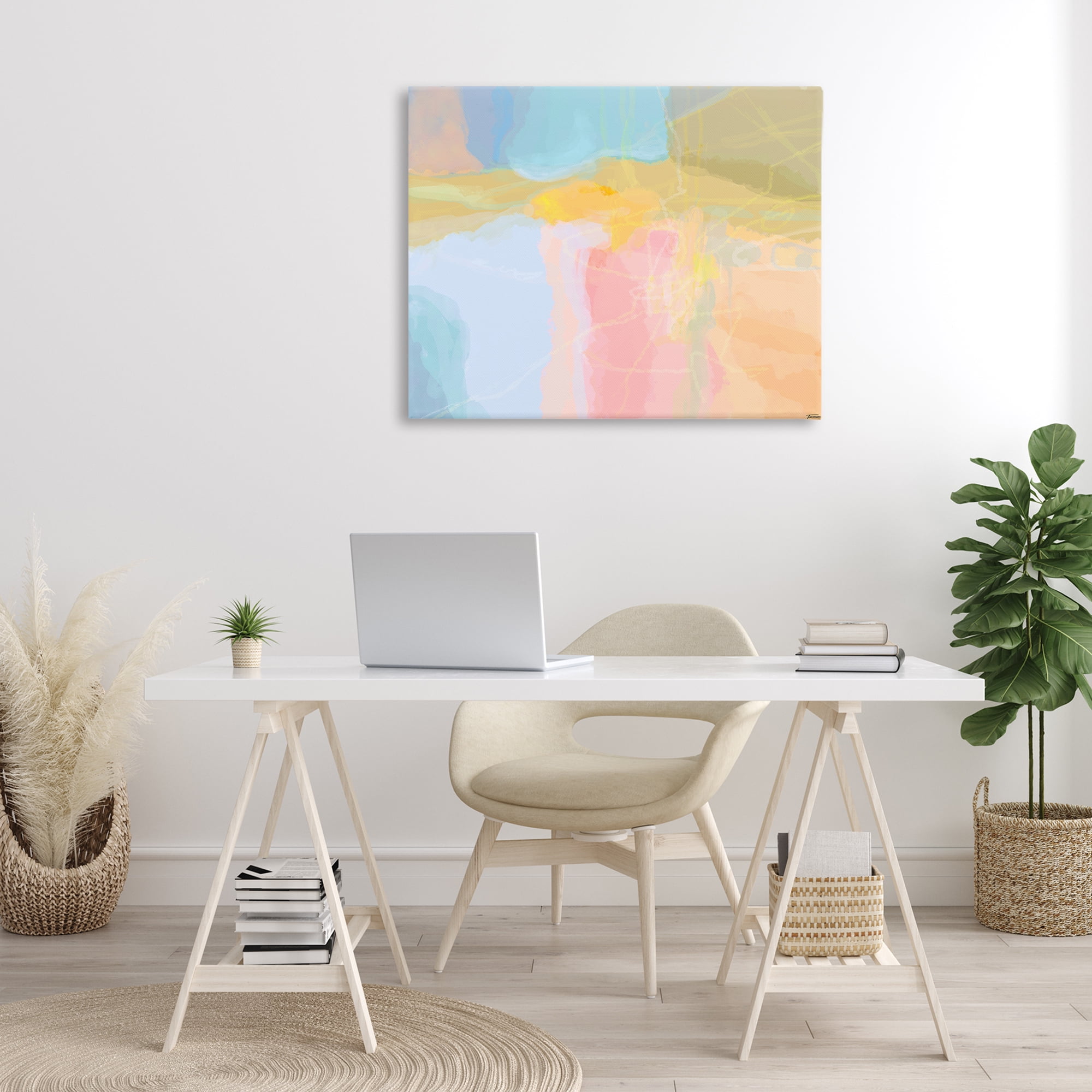 Stupell Industries Pastel Collaged Pattern Abstract Painting Gallery Wrapped Canvas Art Print Wall Art, 40 x 30