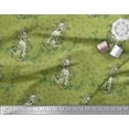 thumbnail image 3 of Soimoi Tissu Crêpe polyester Imprimé Trèfle Herbe & Lion au Mètre 42 Pouces de Large, 3 of 3