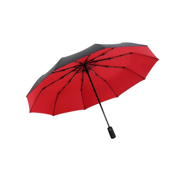 Paraguas de viaje plegable | Apertura/cierre automático | Diseño a prueba de viento de 10 costillas | Compacto y ligero | Protección UV y doble capa de vinilo | 41.3" Diámetro | Longitud plegada de