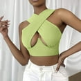 thumbnail image 2 of Gibobby Tops Top Crop Chaleco Halter Out Crisscross Cut Solid Tank Wrap Mujer Blusa de mujer(Verde de menta,G), 2 of 5