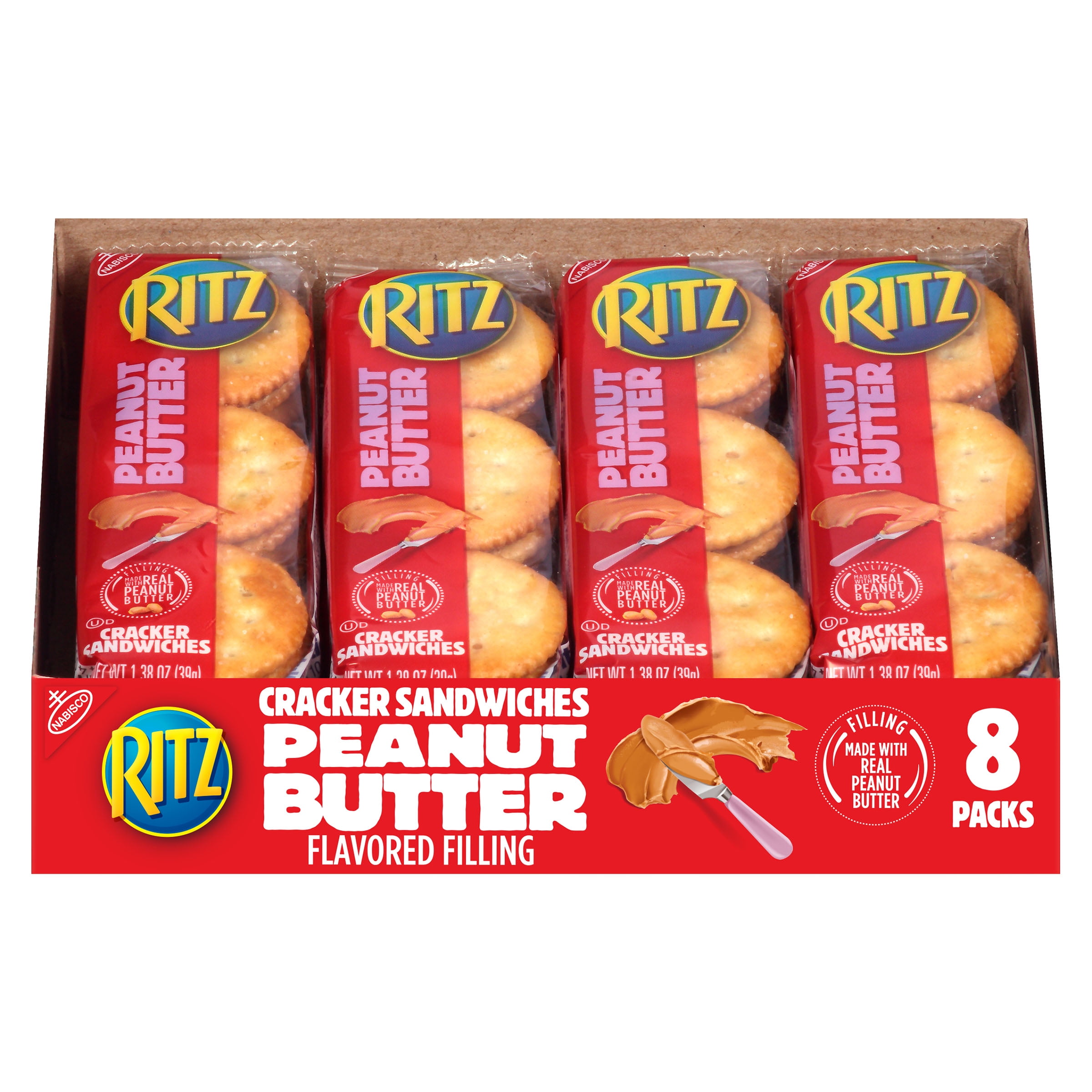 RITZ Peanut Butter Sandwich Crackers, 8 1.38 oz Packs